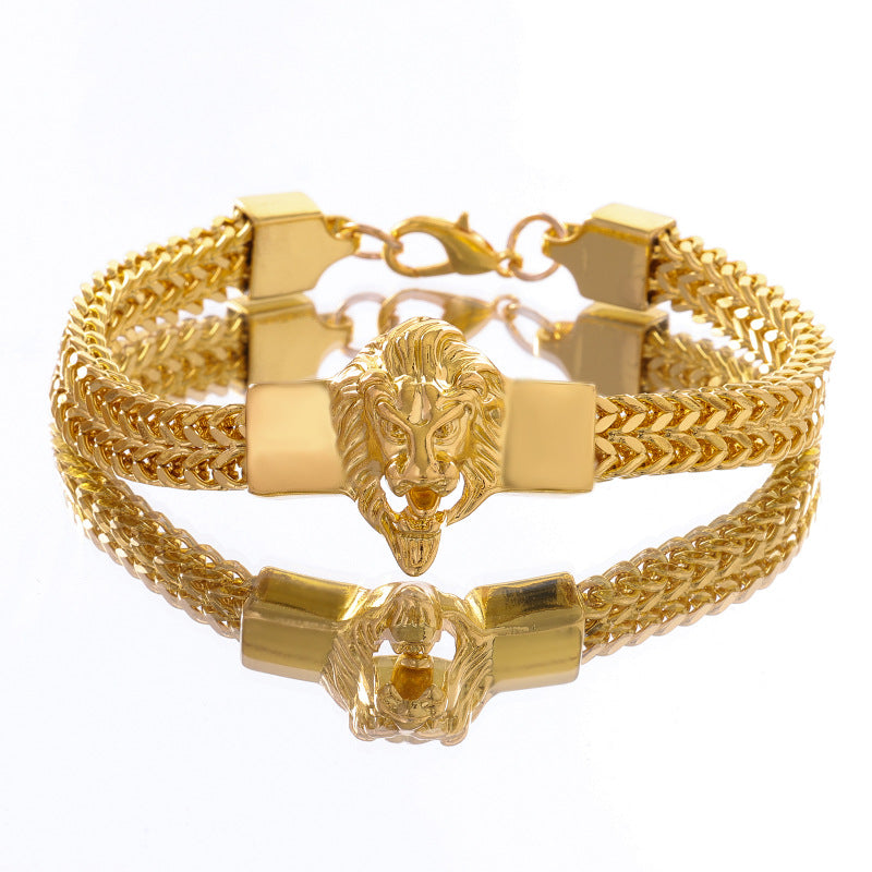 šć50% de descuento por tiempo limitadoćš„š¦Pulsera de acero de titanio con cabeza de león para hombre