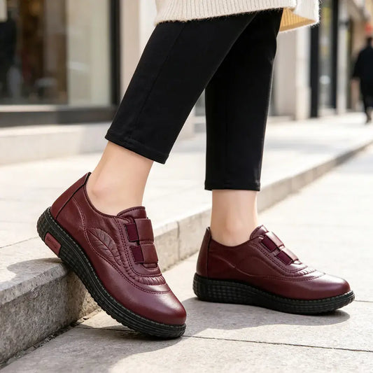 【35-41】Otoño/Invierno 2026 – Zapatos casuales de piel suave – empeine de piel suave, construcción ligera, suela gruesa de goma antideslizante; cómodos y estables.