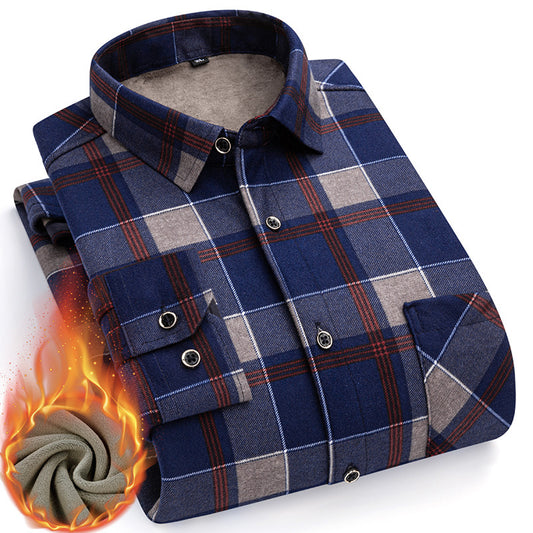 👔【L-5XL】La nueva camisa térmica de terciopelo de doble cara para hombre de otoño e invierno está de moda y es versátil.