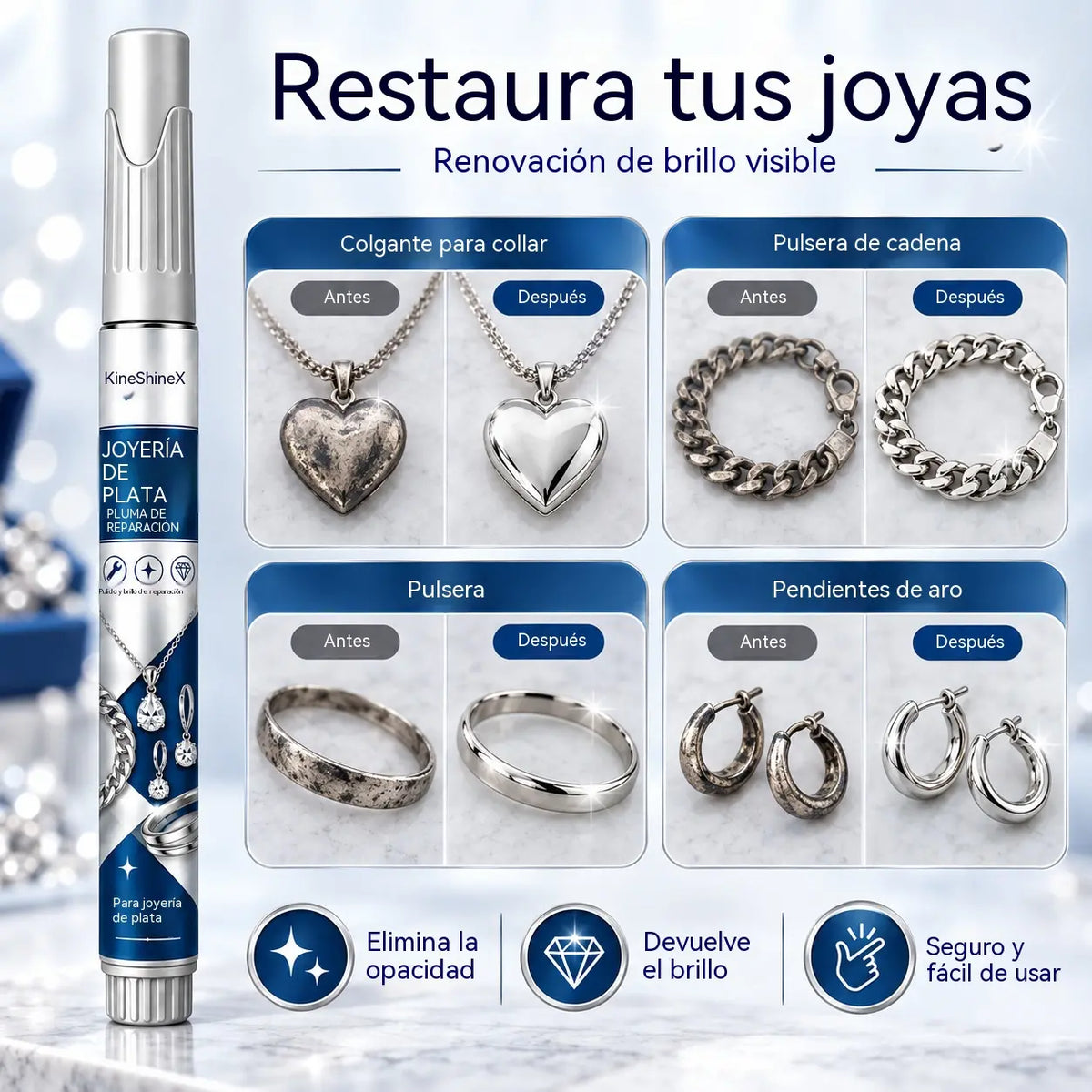 🔥 Oferta por tiempo limitado: 50 % de descuento 🔥 Lápiz para reparar arañazos y retocar joyas de plata