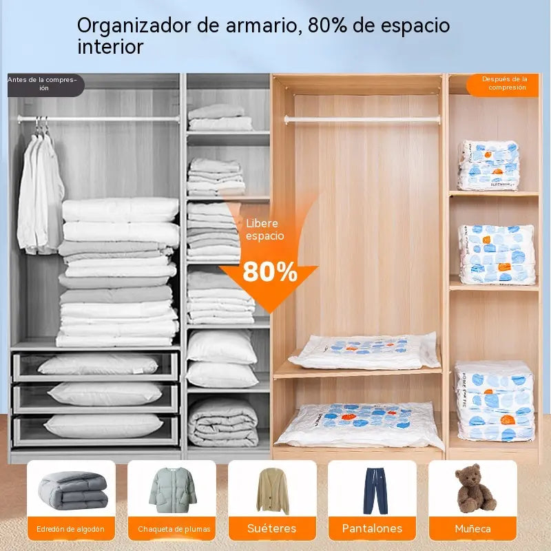 🧳✨【50*65*30cm】【Juego de 5 piezas】🤩Bolsas de compresión al vacío para almacenamiento, bolsas de compresión al vacío para edredones, ropa y chaquetas de plumas.