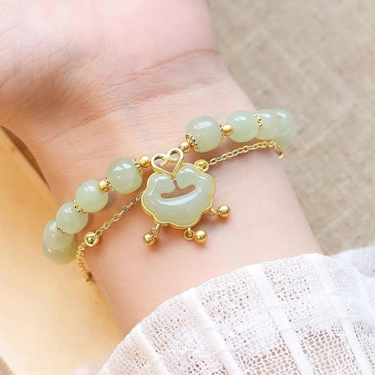 ✨【Oferta por tiempo limitado】Nueva pulsera de jade hetiano en oro de 14 quilates