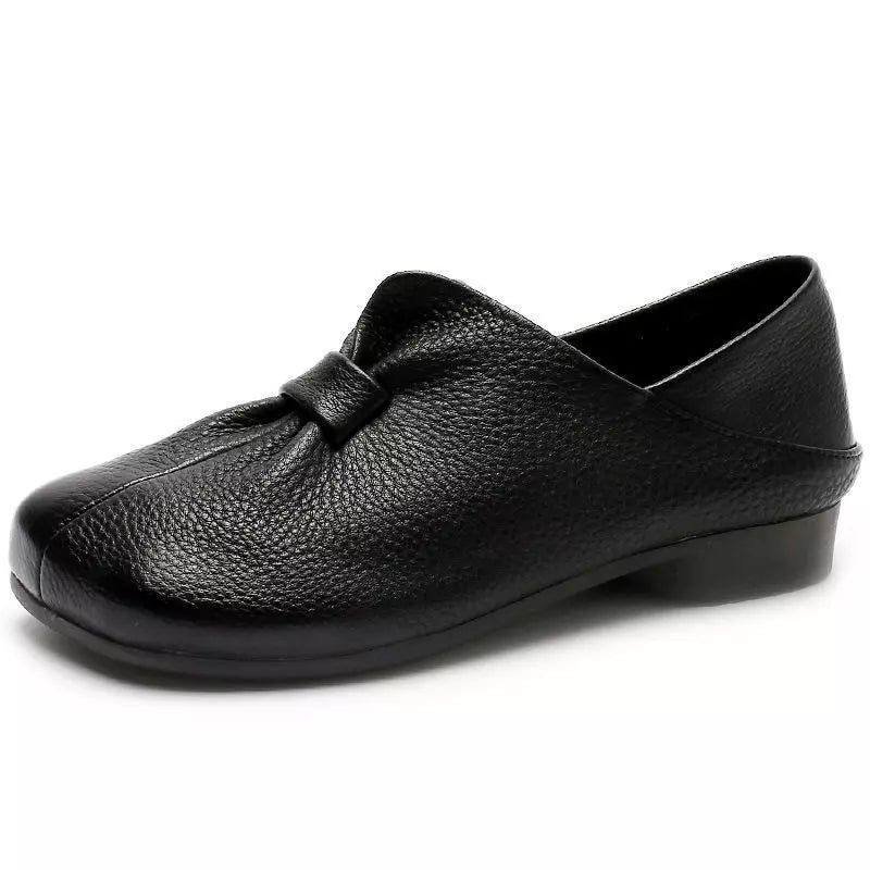 👡【35-42】2026 nuevos zapatos sin cordones de suela suave con lazo, piel de vaca de alta calidad, simples y exquisitos