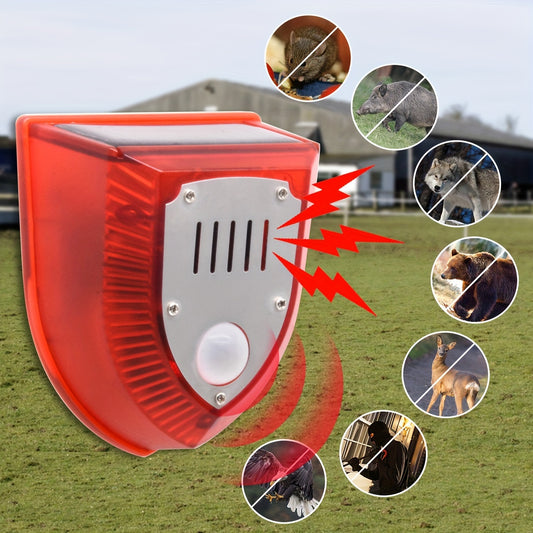 🔥Alarma solar, luz de alarma antirrobo con sensor de cuerpo humano, repelente de animales ultrasónico