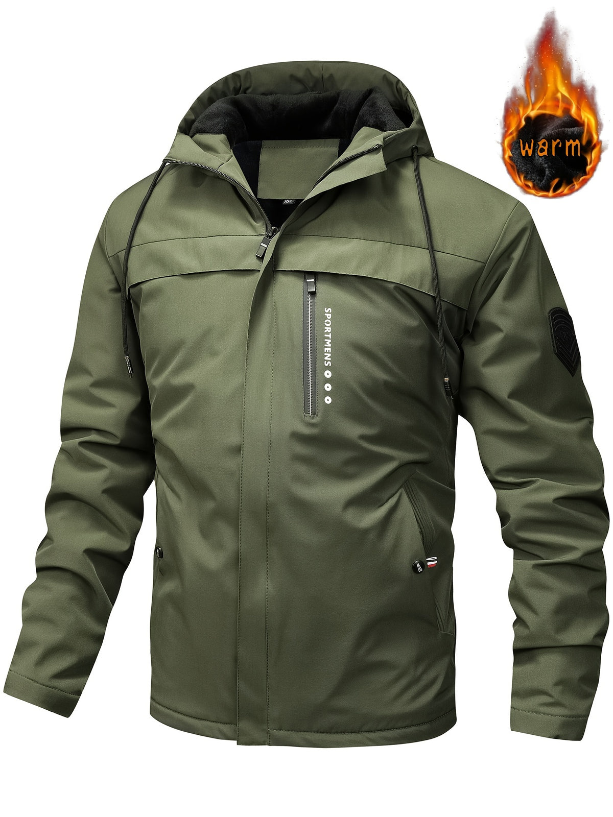 Chaqueta de lana para hombre con capucha – Chaqueta de invierno para actividades al aire libre – Chaqueta impermeable