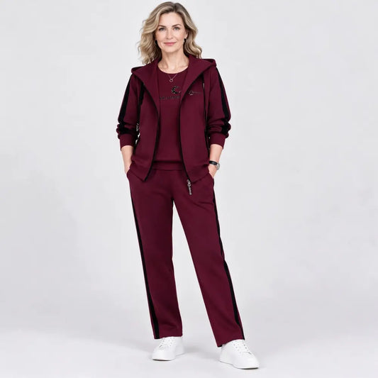 【M-4XL】Conjunto de 3 piezas para mujer 2026: incluye sudadera con capucha, ideal para otoño e invierno, corte holgado, estilo deportivo, tallas grandes, pensado para mamás