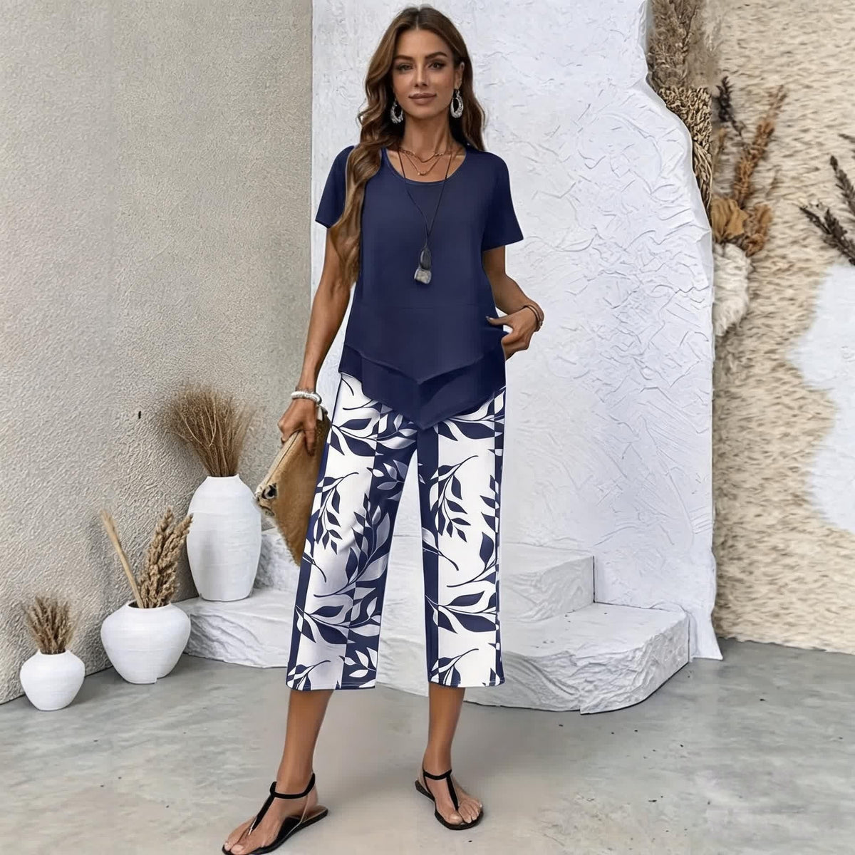 🔥🎉【S-5XL】VERDALISSE | Conjunto Fresco Brisa de 2 Piezas | Set de Verano Ligero y Elegante Multicolor