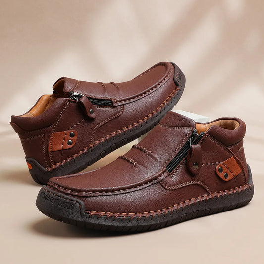 👞【38-48】Pánské řidičské boty, vyrobené z vysoce kvalitní kůže, ručně vyrobené, protiskluzové - široká špička, podpora klenby ✅️Dobírka