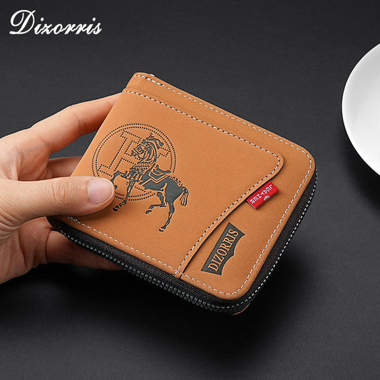 🔥🔥【Compre 1 y obtenga 1 gratis】Nueva y elegante cartera corta con cremallera de estilo retro para hombre.