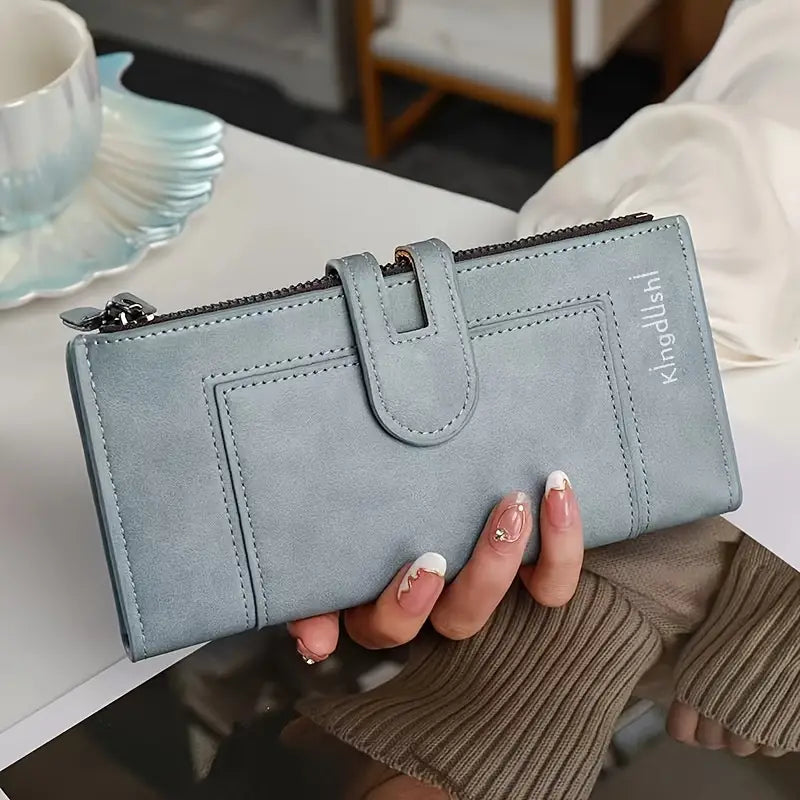 💰Cartera vintage de piel auténtica con doble cremallera y ranura para múltiples tarjetas para mujer