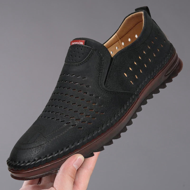 2026 Zapatos casuales de cuero genuino hechos a mano para exteriores para hombres