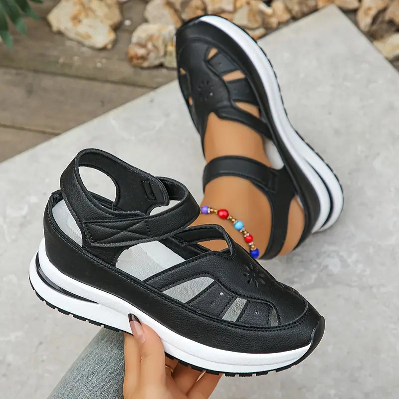 💞【35-44】Sandalias cómodas para mujer, a la moda en 2026, con tacón hueco, hechas de piel auténtica.