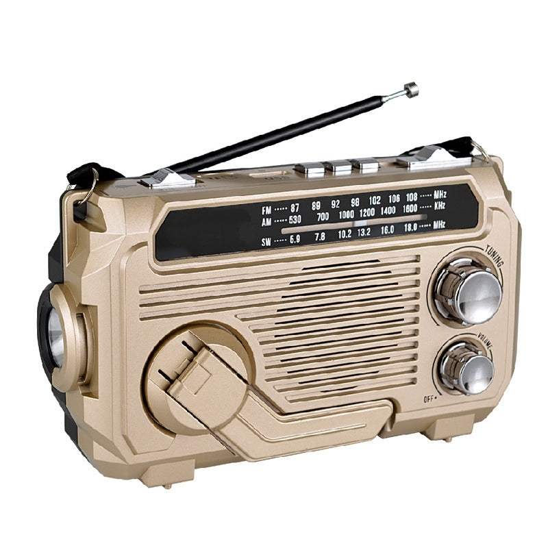 🔦 Přenosné nouzové rádio s ručním klikovým dobíjením a LED svítilnou
