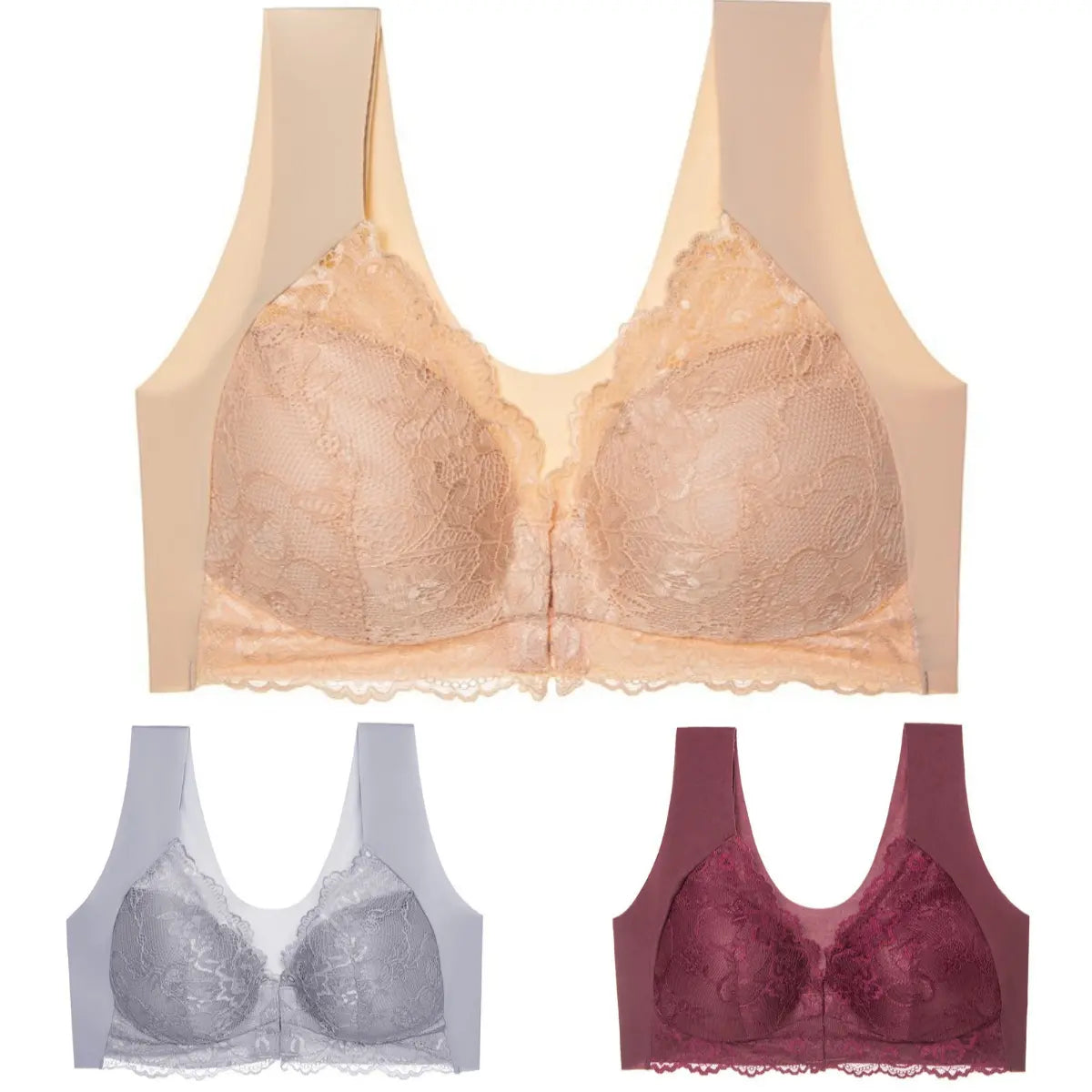 đPrecio sĂșper bajo por tiempo limitadoăConjunto de 3 piezasăă40-100 kgăđSujetador push-up de encaje para tallas grandes