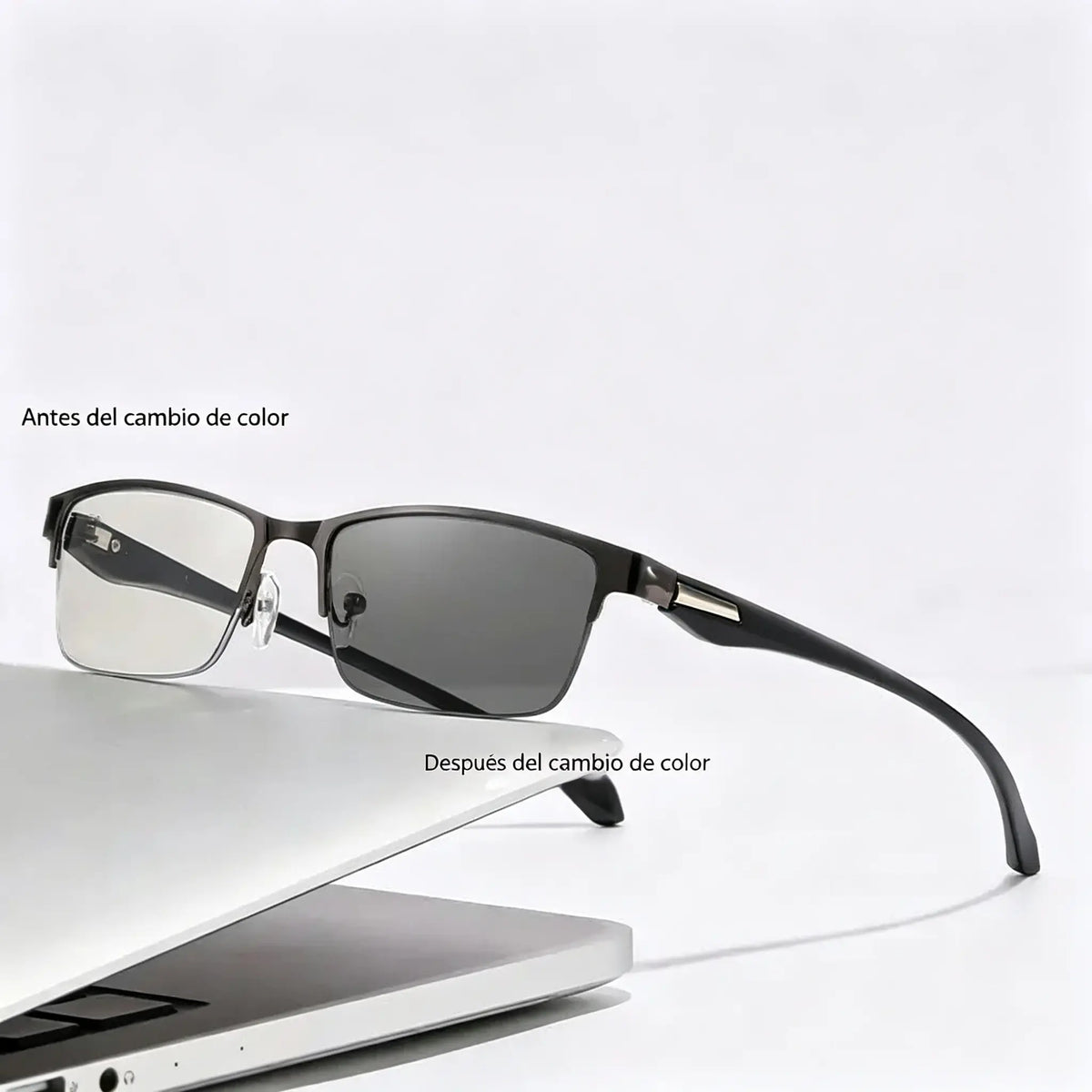 Nuevas gafas de lectura semial-aire para adultos de mediana y avanzada edad, que combinan características de enfoque variable, multifocalidad, fotocromía y protección contra la luz azul.