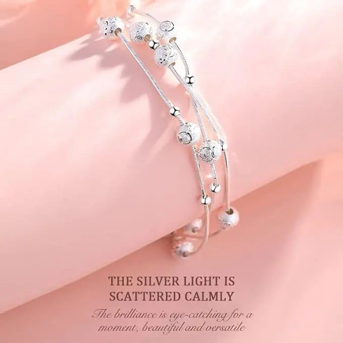 ✨✨Pulsera de cuentas de la suerte de plata 999 con diseño grabado