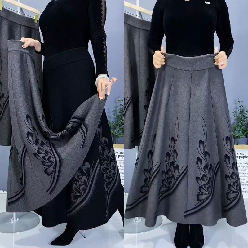 đđăS-3XLăFalda de lana para mujer de otoño e invierno