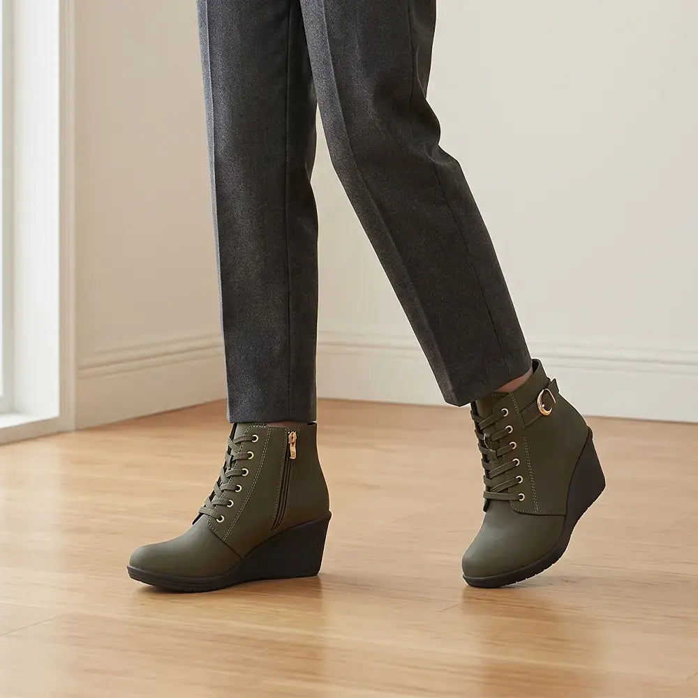 【35-42】👢 Botines de invierno con cuña para mujer: una opción elegante y estable para los días fríos.