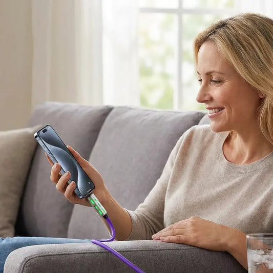 🌈 ¡Un Solo Cable, Más Comodidad! Cargador Multifunción con Luces RGB