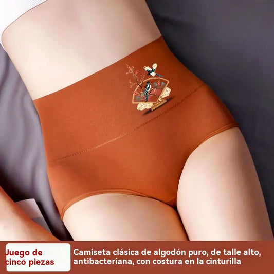 【Juego de 6 piezas】【L-3XL】 Braguitas de algodón puro con cintura alta y realce de cadera, tallas grandes 【45-87kg】