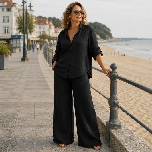 【S-5XL】 Conjunto de verano para mujer en tallas grandes: cómodo, transpirable y que absorbe la humedad.