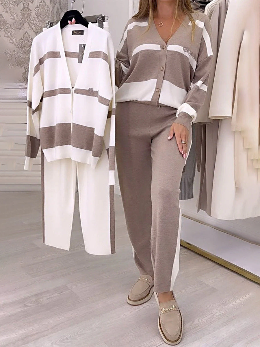 Nueva temporada otoño-invierno, conjunto de suéter de punto de alta calidad y moda, cómodo y versátil para el día a día.
