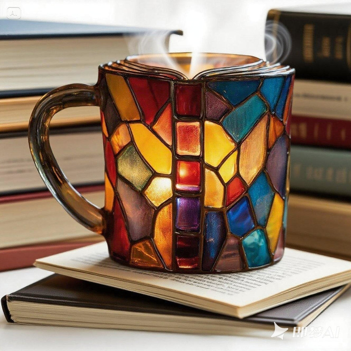【50 % de descuento por tiempo limitado】📚 Taza de café pintada en 3D con forma de libro.