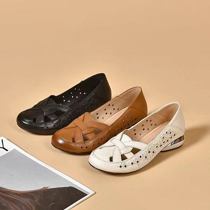 🔥 Oferta por tiempo limitado 💞 【Tallas 35-40】 Nuevas sandalias de mujer 2026, diseño de punta redonda, material de cuero genuino, tacón bajo.