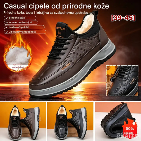 ⛄🔥【39-45】Muške vodootporne ležerne zimske tenisice od prave kože, s mekanom podstavom od pliša – novi model