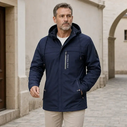 Chaqueta de lana para hombre con capucha – Chaqueta de invierno para actividades al aire libre – Chaqueta impermeable