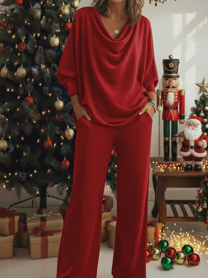 📢📢50% de descuento 【S-3XL】Elegante conjunto de dos piezas: top de terciopelo + pantalón casual