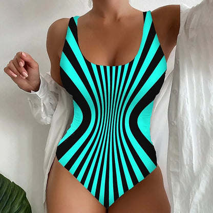 🥰【Časově omezená speciální nabídka, snížení ceny】🔥🔥【S~6XL】Unikátní pruhované jednodílné plavky