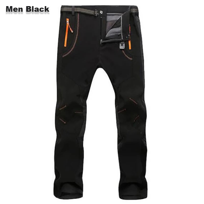 【S-5XL】Pantalones de senderismo para hombre, suaves, impermeables, a prueba de viento, transpirables, cálidos y gruesos, de polar para deportes al aire libre.