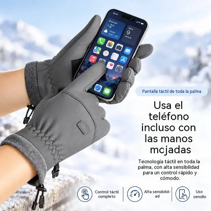 Guantes de invierno para hombre, impermeables y cortavientos · Forrados con tejido polar · Totalmente compatibles con pantallas táctiles · Palma antideslizante · ¡Ideales para ciclismo, esquí y senderismo!