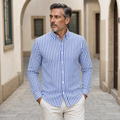🔥👕【M-5XL】Camisa de negocios de rayas para hombre de manga larga 2026