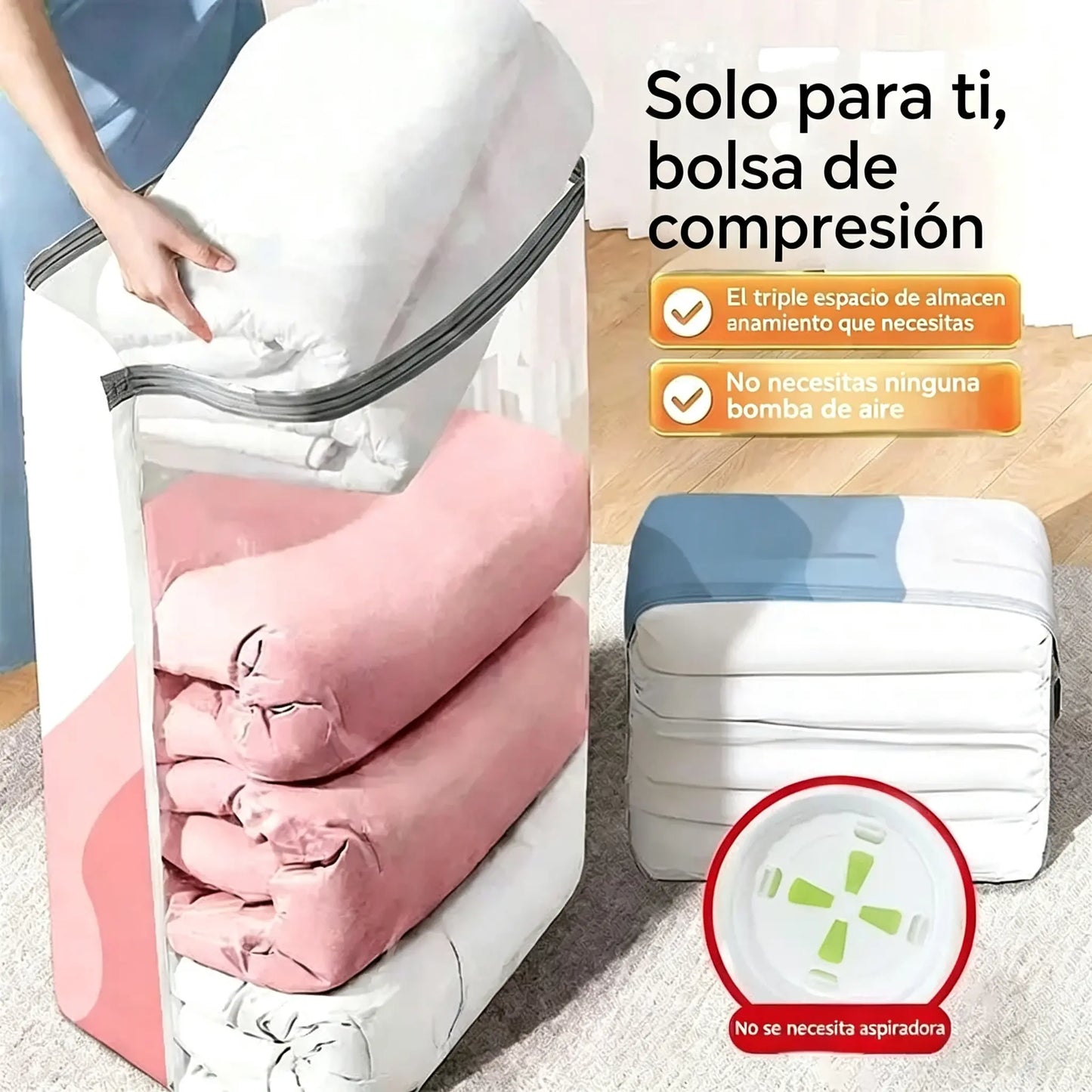 🧳 5 artículos por solo 29 € 💨 Bolsas de almacenamiento al vacío grandes y plegables: No necesitan bomba de aire, excelente sellado, ideales para ahorrar espacio en tu maleta y en casa ✈️