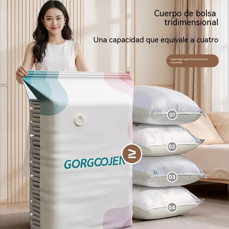 🧳 Pack de 5【Compra 3 y Llévate 2 GRATIS】Bolsas de Almacenaje al Vacío para Ropa, Sin Bomba, Bolsas Cúbicas Grandes para Ahorrar Espacio en Organizar Armarios, Viajes y Mudanzas