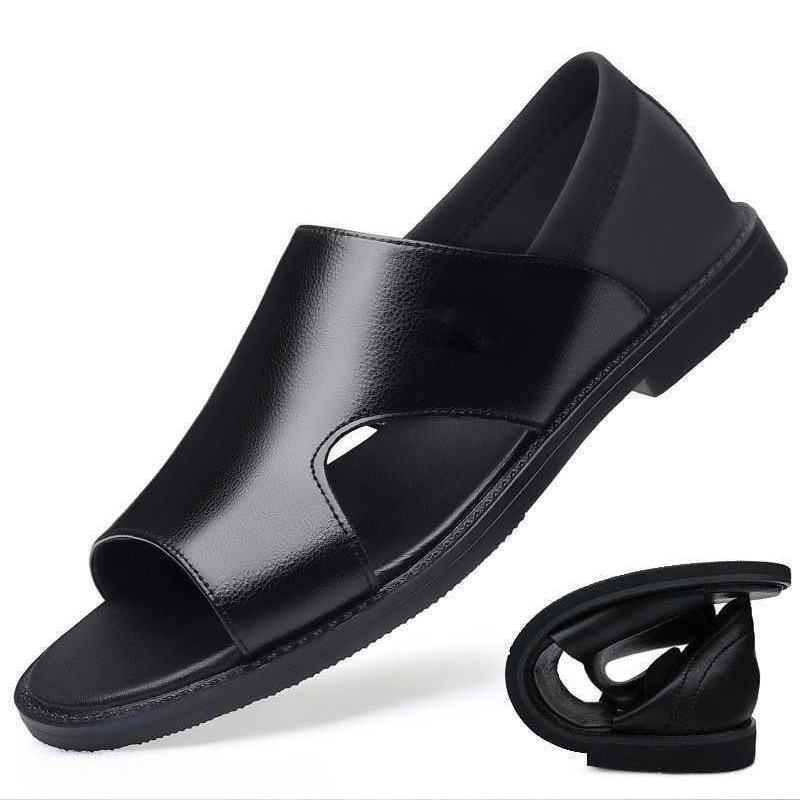 【38-44】Sandalias de verano 2026 para hombre de piel de vaca, transpirables, huecas, antideslizantes, informales