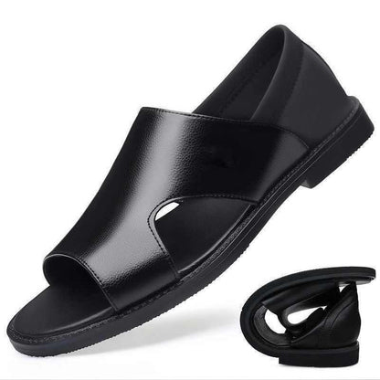 【38-44】Sandalias de verano 2026 para hombre de piel de vaca, transpirables, huecas, antideslizantes, informales