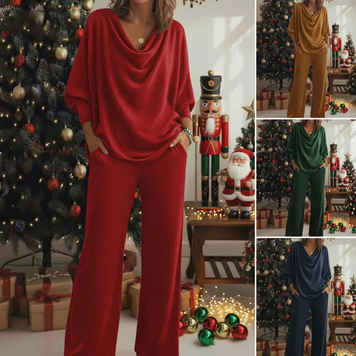 📢📢50% de descuento 【S-3XL】Elegante conjunto de dos piezas: top de terciopelo + pantalón casual