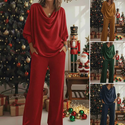📢📢50% de descuento 【S-3XL】Elegante conjunto de dos piezas: top de terciopelo + pantalón casual