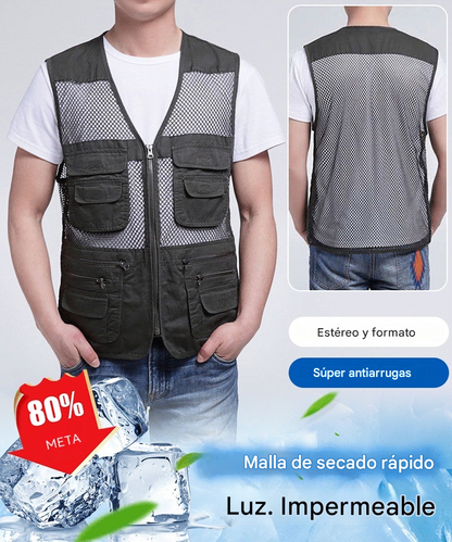 Chaleco sencillo y funcional con múltiples bolsillos 🔥【XL-4XL】