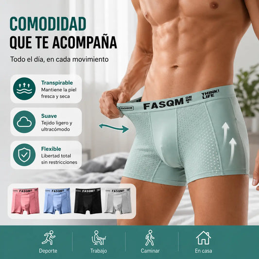 【Compre 3 y obtenga 3 gratis】【L-4XL】Calzoncillos bóxer de malla transpirable de seda helada para hombre