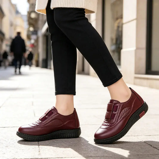 【35-41】Otoño/Invierno 2026 – Zapatos casuales de piel suave – empeine de piel suave, construcción ligera, suela gruesa de goma antideslizante; cómodos y estables.