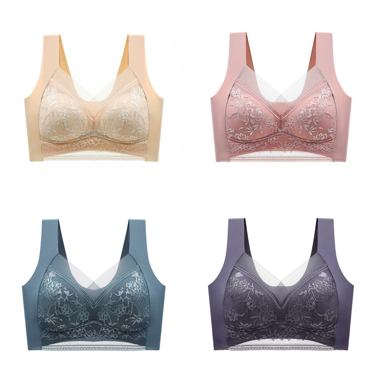 【Compra 2 y llévate 2 gratis】🔥4 por 31 €【40-110 KG】Sujetador de encaje sin costuras y cómodo para mujer
