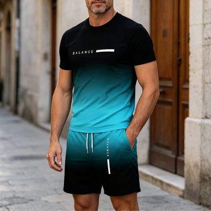 ✨【Pago contra entrega】Conjunto deportivo de verano de 2 piezas para hombre: cómoda camiseta de manga corta y pantalones cortos para el día a día y para estar en casa.