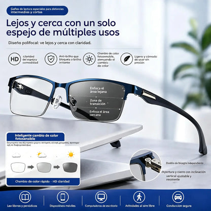 Nuevas gafas de lectura semial-aire para adultos de mediana y avanzada edad, que combinan características de enfoque variable, multifocalidad, fotocromía y protección contra la luz azul.