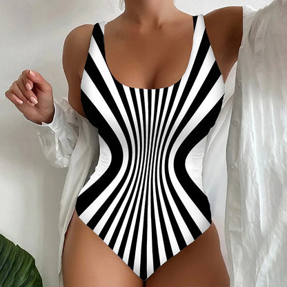 🥰【Τελευταία μέρα - 50% έκπτωση】🔥【S~6XL】Μοναδικό ριγέ ολόσωμο μαγιό