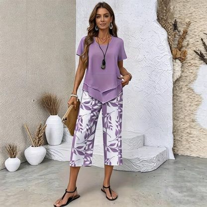 🔥🎉【S-5XL】 letní dámský módní dvoudílný set | lehký a elegantní · vícebarevná letní souprava