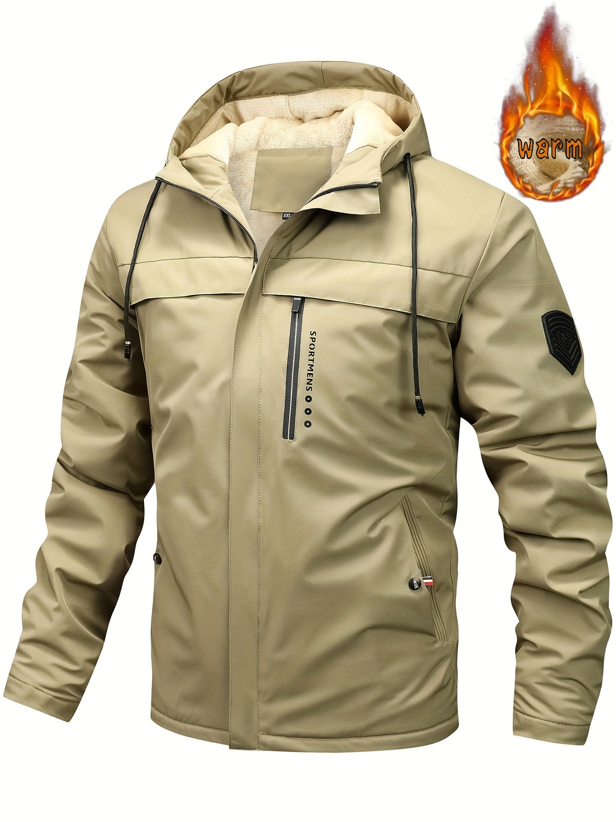 Chaqueta de lana para hombre con capucha – Chaqueta de invierno para actividades al aire libre – Chaqueta impermeable